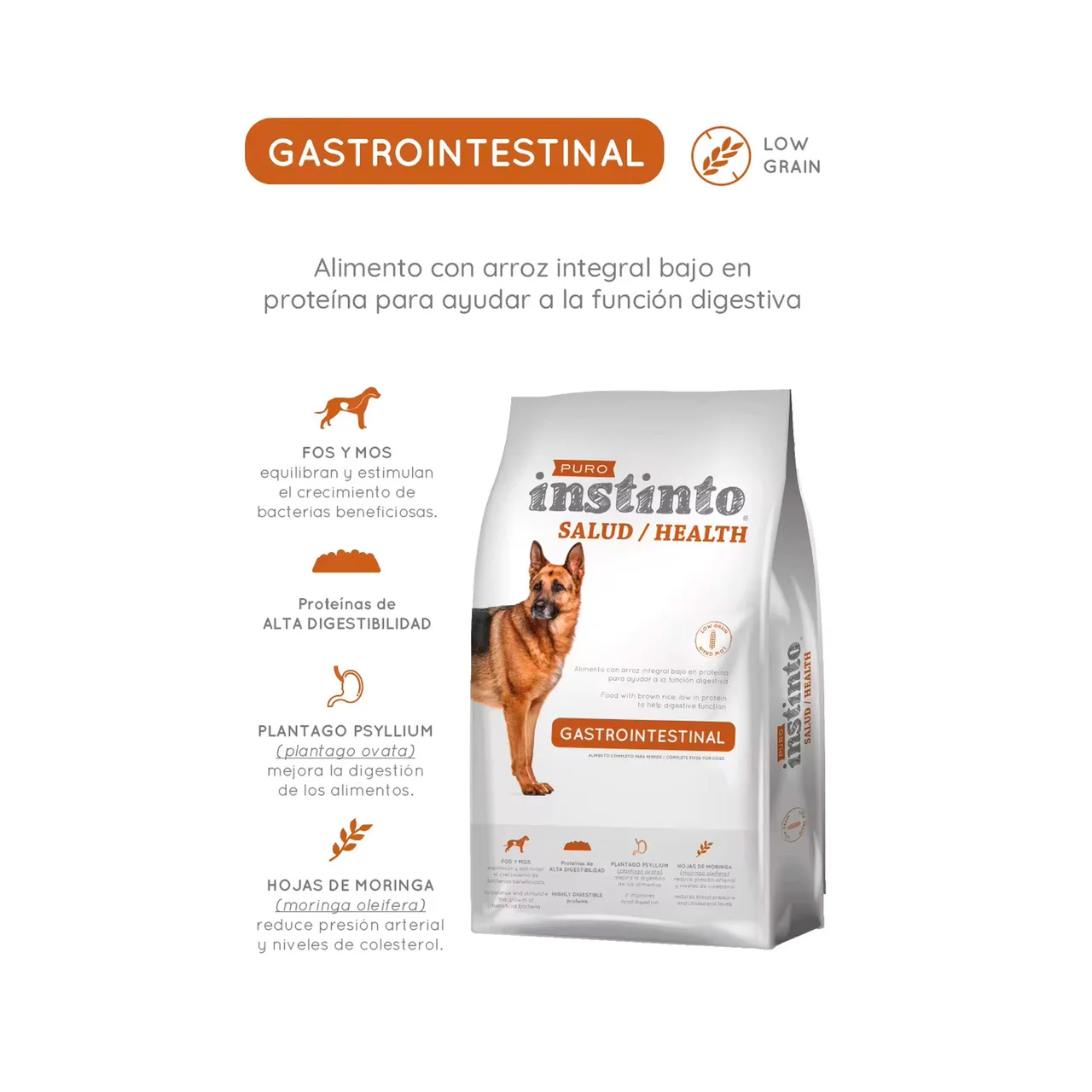 PURO INSTINTO Alimento seco para perros salud gastrointestinal 2 kg