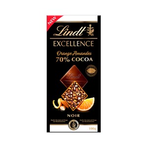 Imagen de LINDT Excellence Chocolate negro 70 % cacao con naranja y almendras 100 g.