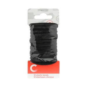COSMIA Gomas elásticas de tamaño medio y color negro COSMIA 12 uds.