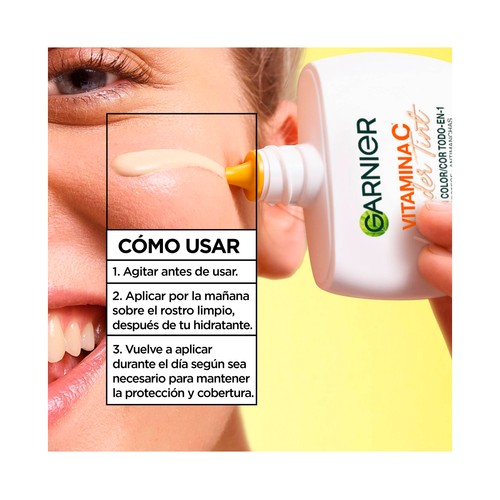 GARNIER Wonder tint tono claro Fluido con color todo en 1 (unifica, protege y antimanchas) con FPS 50+ 40 ml.
