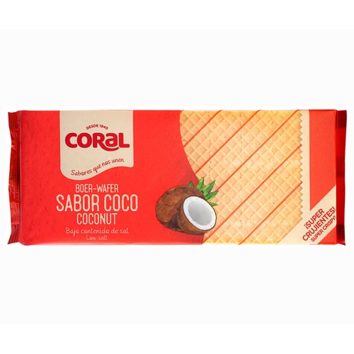 CORAL Barquillos sabor coco 200 g.