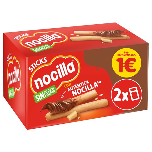 NOCILLA Crema de cacao con avellanas con sticks pack de 2 uds. 30 g.