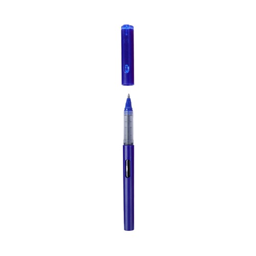 Pack 4 bolígrafos rollers azules punta cónica 0.7 mm con capucha ALCAMPO