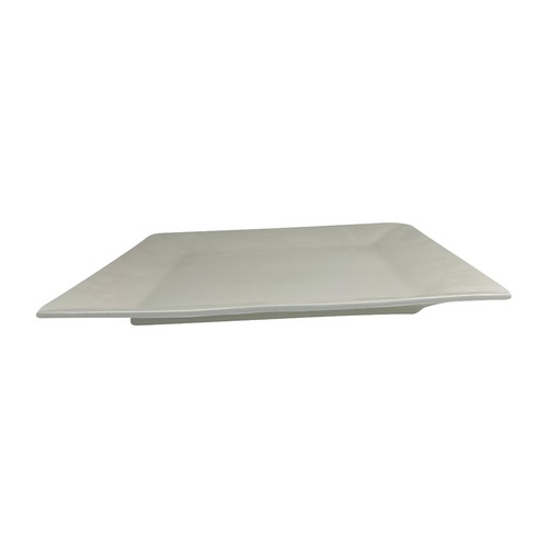 Plato cuadrado de porcelana, color blanco, 30x30cm, ACTUEL.