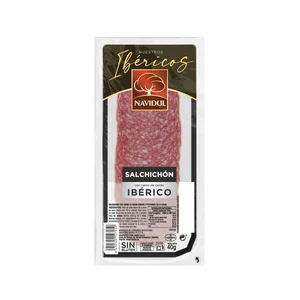 NAVIDUL Gran selección Salchichón con carne de cerdo ibérico, sin gluten y cortado en lonchas 40 g.