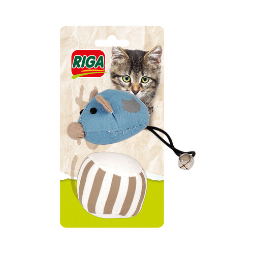 RIGA Peluche con forma de ratón + pelota para gatos RIGA 1 uds