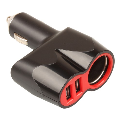 Cargador 12V para toma de mechero, 2 entradas USB.