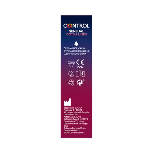 CONTROL Preservativos lubricados con puntos y estrias, para un placer superior CONTROL Sensual Dots & lines 12 uds.