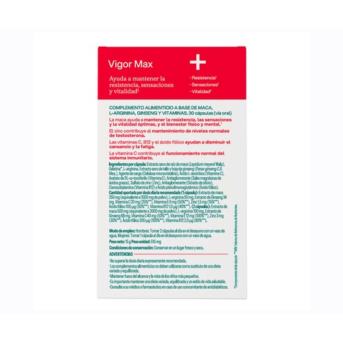 VIVE+ SALUD Y VIDA Complemento alimenticio VIVE PLUS VIGORX2PLUS 30 cápsulas.