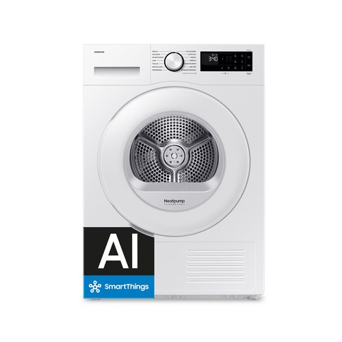 Secadora por condensación con bomba de calor SAMSUNG DV90DG52A0TEEC, capacidad de secado: 9KG, clasificación energética: C, H: 85cm, A: 60cm, F: 60cm.