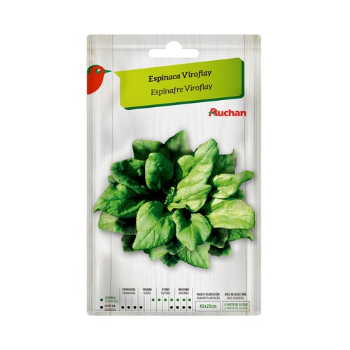 Sobre de semillas para sembrar espinacas de la variedad Virofray PRODUCTO ALCAMPO.