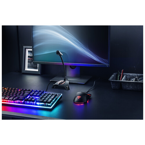 Micrófono gamer TRUST GXT 215 Zabi, iluminación Led, cuello flexible, conexión Usb.