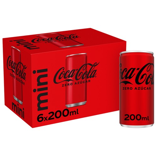 Refresco de cola COCA COLA ZERO MINI pack 6 uds. x 200 ml