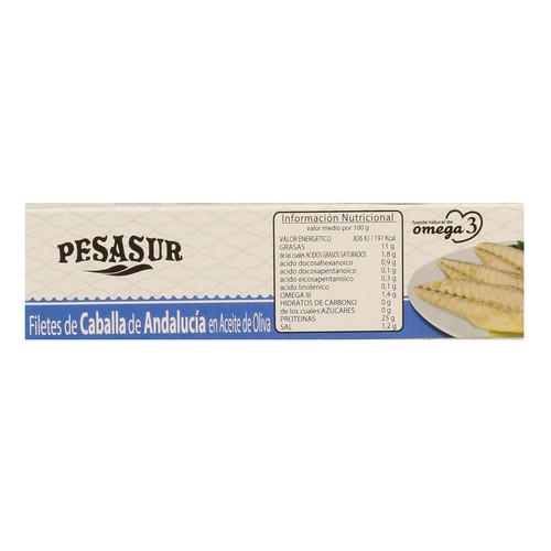 PESASUR Filetes de caballa de Andalucía en aceite de oliva 80 g.