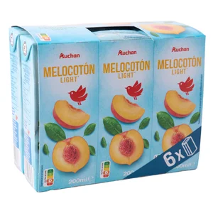 PRODUCTO ALCAMPO Néctar de melocotón light, brick de 6 uds x 20 cl.