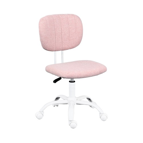 Silla escritorio tapizada de rosa, base blanca. CAMILO RIGAMONTI