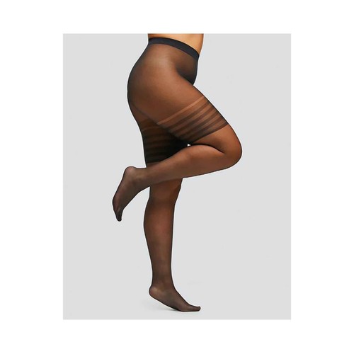 Panty transparente mate cómodo con fibra de Lycra, 20den, POMPEA, color negro, talla 2XL.