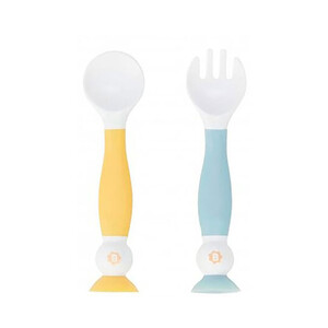 Set de cubiertos ergonómicos de aprendizaje (cuchara y tenedor) para niños, BADABULLE.