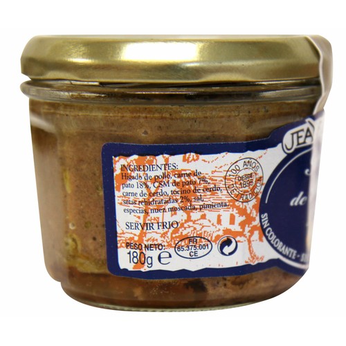 JEAN BRUNET Paté de pato con setas frasco de 180 g.