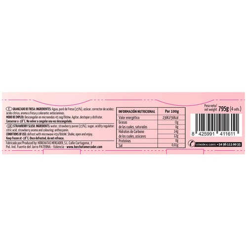 MERCADER Granizado de fresa 4 x 200 ml.