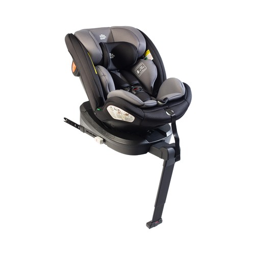 Silla de coche para bebé giratoria 360° INTERBABY, de 0 hasta 12 años (40-150 cm), Isofix, protección lateral SIP, 4posicines de reclinado, 8 posiciones de cabezal, color gris.
