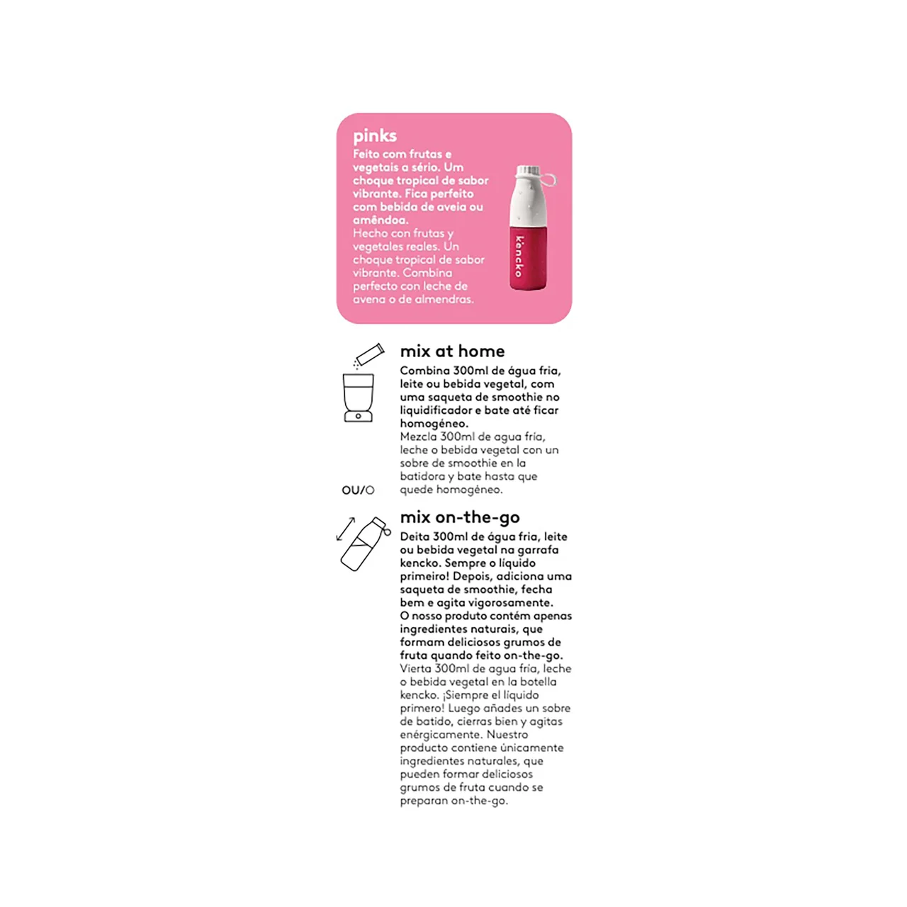 KENCKO Smoothie pink Preparado para batido de frutas ecológicas y lucuma en polvo 2 x 22 g.