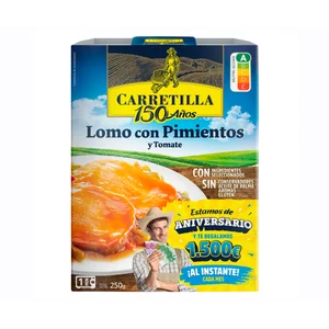 CARRETILLA Lomo con pimientos y tomate  250 g.