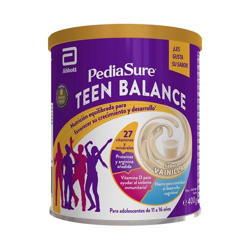 PEDIASURE Teen balance Complemento nutricional sabor vainilla para adolescentes de 11 a 16 años 400 g.