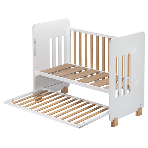 Cuna de madera de haya INTERBABY Star Nature lateral abatible, 8 alturas, lateral abatible.
