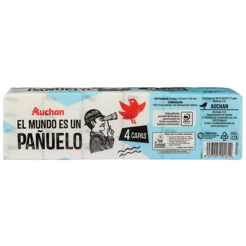 PRODUCTO ALCAMPO Pañuelos de celulosa (papel) de 4 capas 24 uds.
