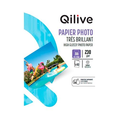 Papel fotográfico QILIVE A6, 230gr, 40 hojas