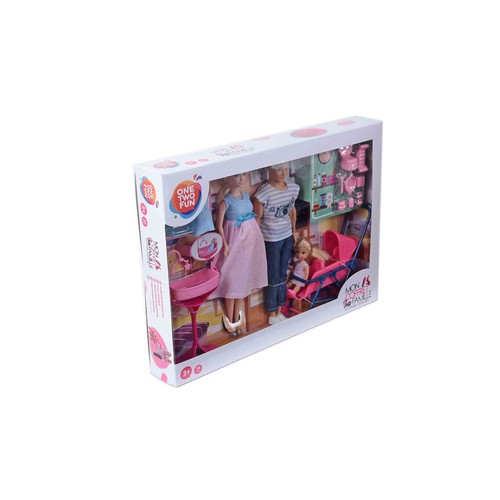 Conjunto Familia Muñeca 4 Muñecas y Accesorios ONE TWO FUN ALCAMPO