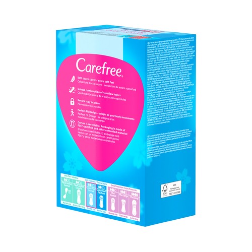 CAREFREE Feel Protege slips absorventes y transpirables con fragancia fresca 40 uds.
