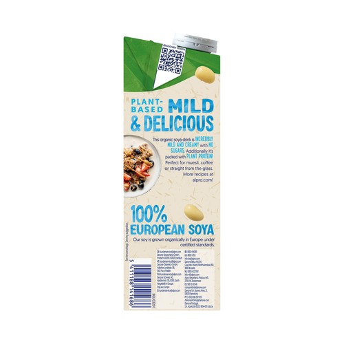 ALPRO Bio Bebida vegetal ecológica de soja, sin azúcares 1 l.