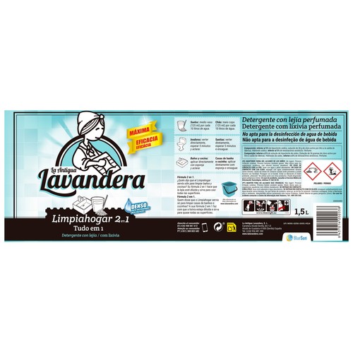 LA ANTIGUA LAVANDERA Limpiahogar (detergente con lejía) 1.5 l.
