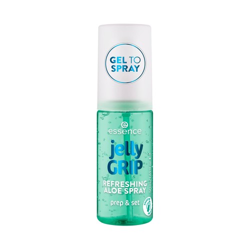 ESSENCE Grip refreshing aloe Spray hidratante de fijación, textura gel a bruma y acabado fresco.