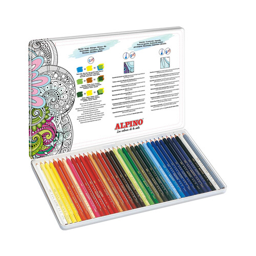 Estuche de 36 lápices de colores acuarelables, mina de 3.3mm, ALPINO.