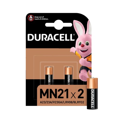 Pack de 2 pilas alcalinas A23, MN21, 12V, DURACELL.