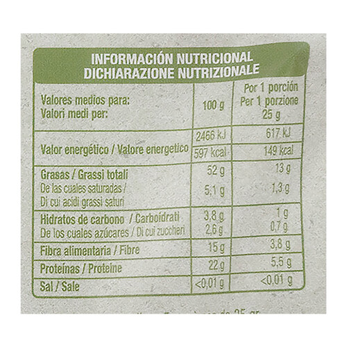 ALCAMPO ECOLÓGICO Almendras crudas con piel ALCAMPO ECOLÓGICO 125 g.