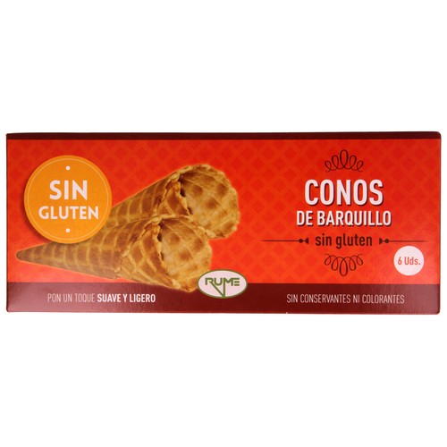 RUME Conos de barquillo para helados, elaborados sin gluten 6 uds.