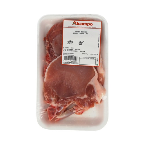 Chuletas de centro de cerdo blanco.