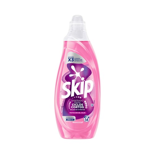SKIP Detergente líquido protección del color, eficacia express, especial ciclos cortos 54 lavados.