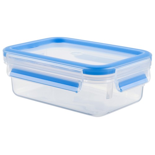Recipiente rectangular de plástico con cierre hermértico de clip para alimentos, 1 litro, Masterseal TEFAL.