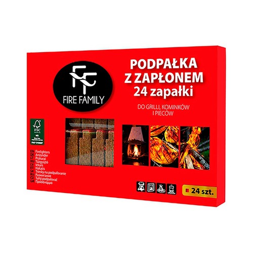 Pack de 24 pastillas de encendido con fósforo, FIRE FAMILY.