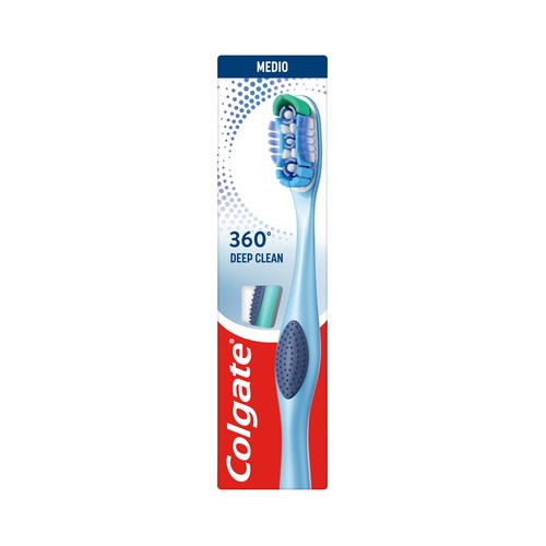 COLGATE 360º Deep clean Cepillo de dientes medio, para limpieza interdental y de encías.