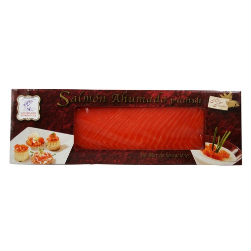 AHUMADOS DOMINGUEZ Salmón ahumado precortado AHUMADOS DOMÍNGUEZ 700 g.