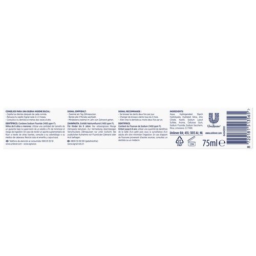 SIGNAL Integral 8 complet Pasta de dientes para un cuidado bucal integral y completo 75 ml.
