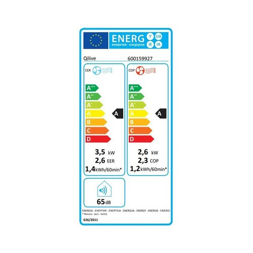 Aire acondicionado portátil 2 en 1 QILIVE Q.6297 Pinguino (Frío y calor), 12000 BTU, deshumidificación, área 25m2, con 3 niveles de potencia.