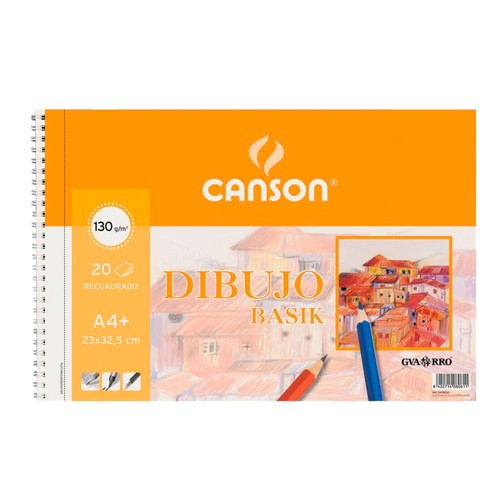 Bloc de dibujo basik microperforado con 20 hojas, con recuadro,130 gr. CANSON.
