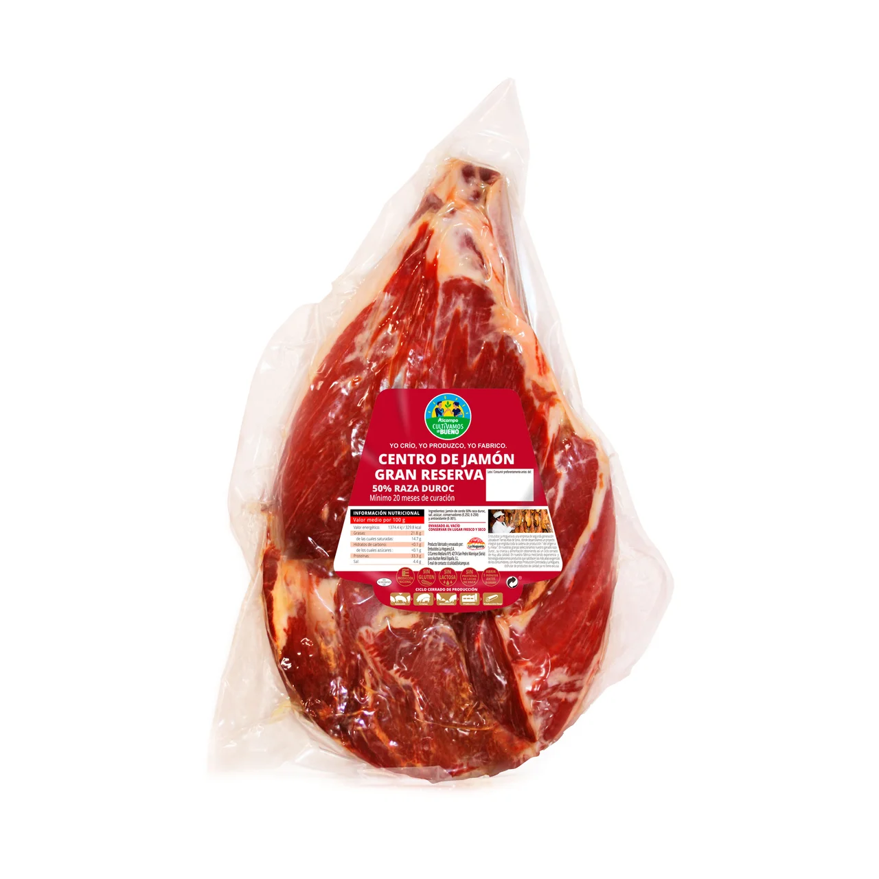 ALCAMPO CULTIVAMOS LO BUENO Centro de jamón curado (50% Duroc) Gran Reserva al corte. - Loncha normal 1 a 2 mm